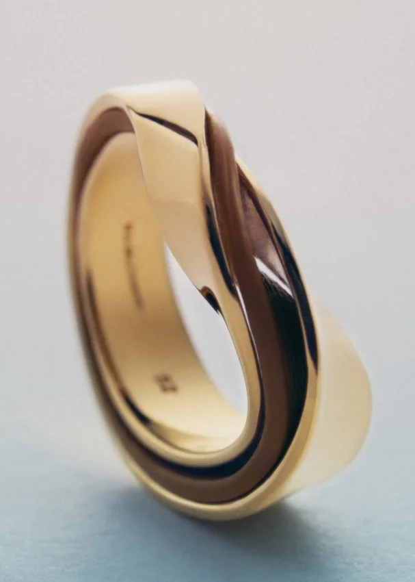 Anello Ormé Edition placcato oro con pelle color cammello