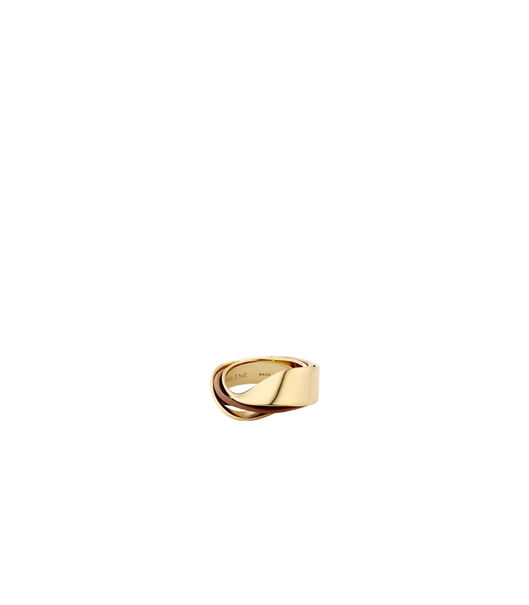 Anello Ormé Edition placcato oro con pelle color cammello