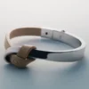 Bracciale Ormé Edition in argento rodiato con pelle color taupe