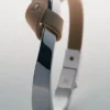 Bracciale Ormé Edition in argento rodiato con pelle color taupe