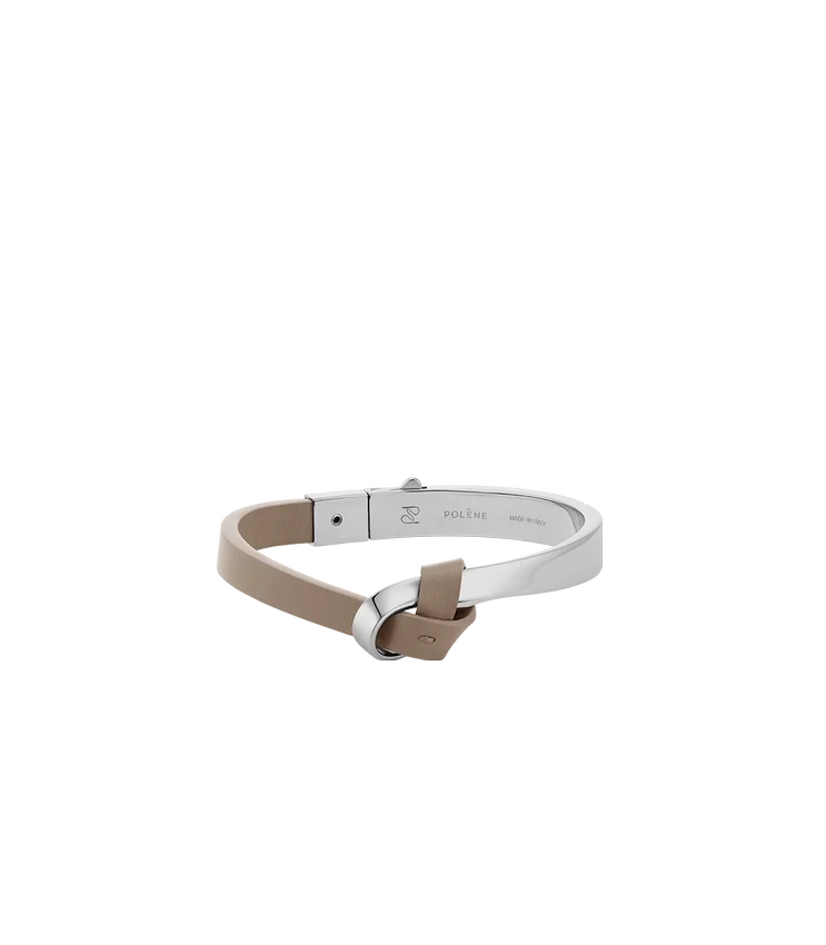 Bracciale Ormé Edition in argento rodiato con pelle color taupe