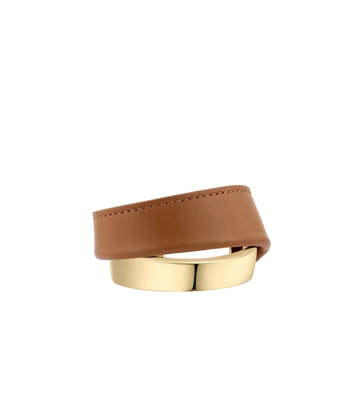 Bracciale Ormé, edizione placcata in oro con pelle color cammello