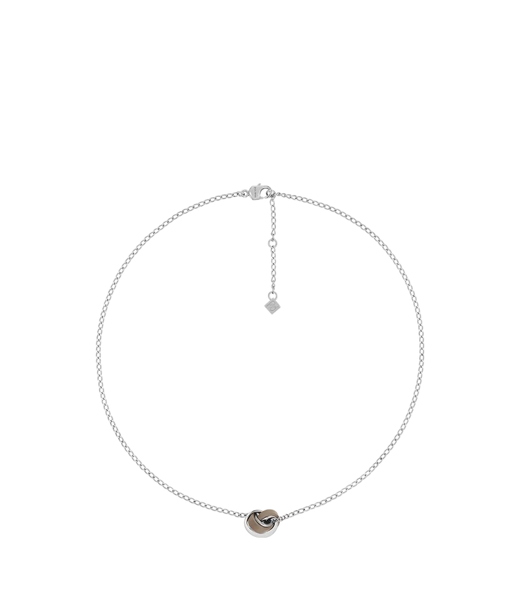 Collana Ormé Edition in argento rodiato con pelle color taupe