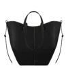 Cyme Tote Edition nero testurizzato con cuciture ecru