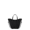 Cyme Tote Nano Edition nero testurizzato con cuciture ecru