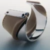 Ormé Cuff Edition Argento rodiato con pelle color taupe